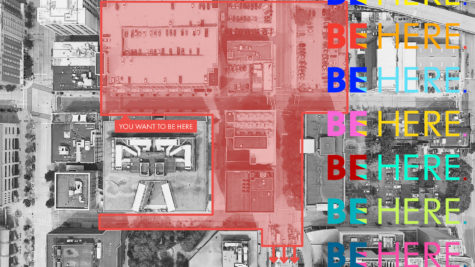 Video still of an overhead photograph of the area that "The Pop District" will include.